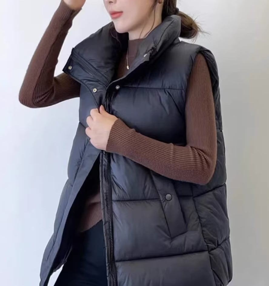 アウター デート モテアイテム ベスト ダウンベスト ハイネック 綿 コットン 大人可愛い きれいめ 上品 おしゃれ かっこいい 大人可愛い ラブリー キュート ガーリー クール モード系 セクシー