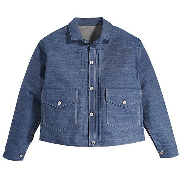 ヴィンテージクロージング 1879 プリーツブラウス ORGANIC インディゴ リジット 23H656 ボックスシルエット ジャケット a43950000