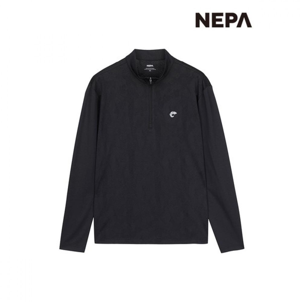 [ネパ] ネパメンズマウンテンジャカードロングスリーブジップアップ T シャツ 7I35409
