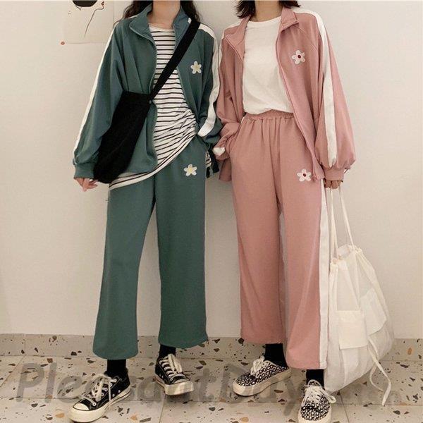 セットアップ レディース 秋新作 スウェットセット スポーツウェア 2点セット 長袖バーカー ロングワイドパンツ 運動着/部屋着 カジュアル ジャージセット