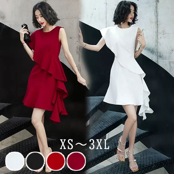 ドレス 大人 ピアノ 発表会 イブニングドレス ミセス パーティードレス ショート丈ドレス 演奏会 結婚式 成人式 Aライン ホワイト ブラック レッド 大きいサイズ ワンピース 大人 上品 フォーマ