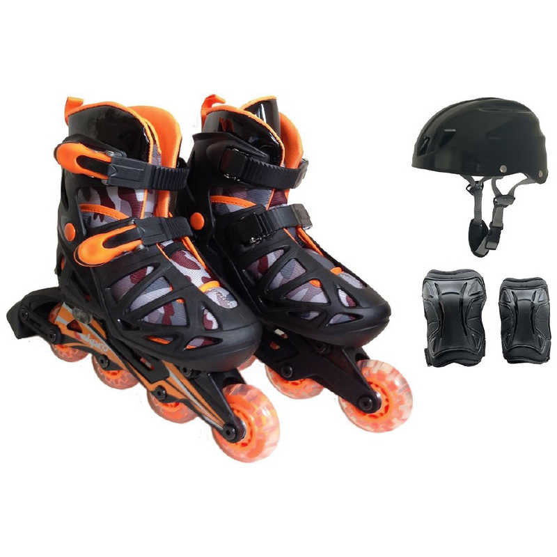 東方興産　ジュニア インラインスケート コンボセット(Sサイズ：18cm～20cmブラック)