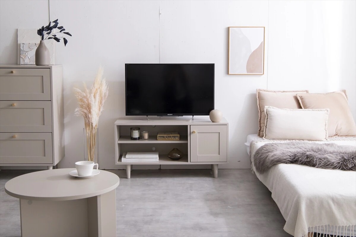 【幅90cm】Calan テレビ台　テレビ台　テレビボード　天然木　収納　ニュアンスカラー　コンパクト　ワンルーム