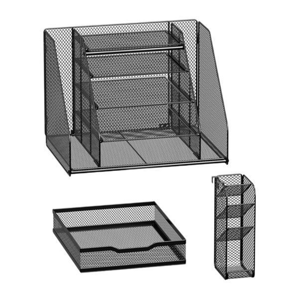 メッシュデスクトップオーガナイザーペーパーオーガナイザーレタートレイ引き出しが頑丈でオフィスホーム用ファイルホルダーファイルファイルオーガナイザー
