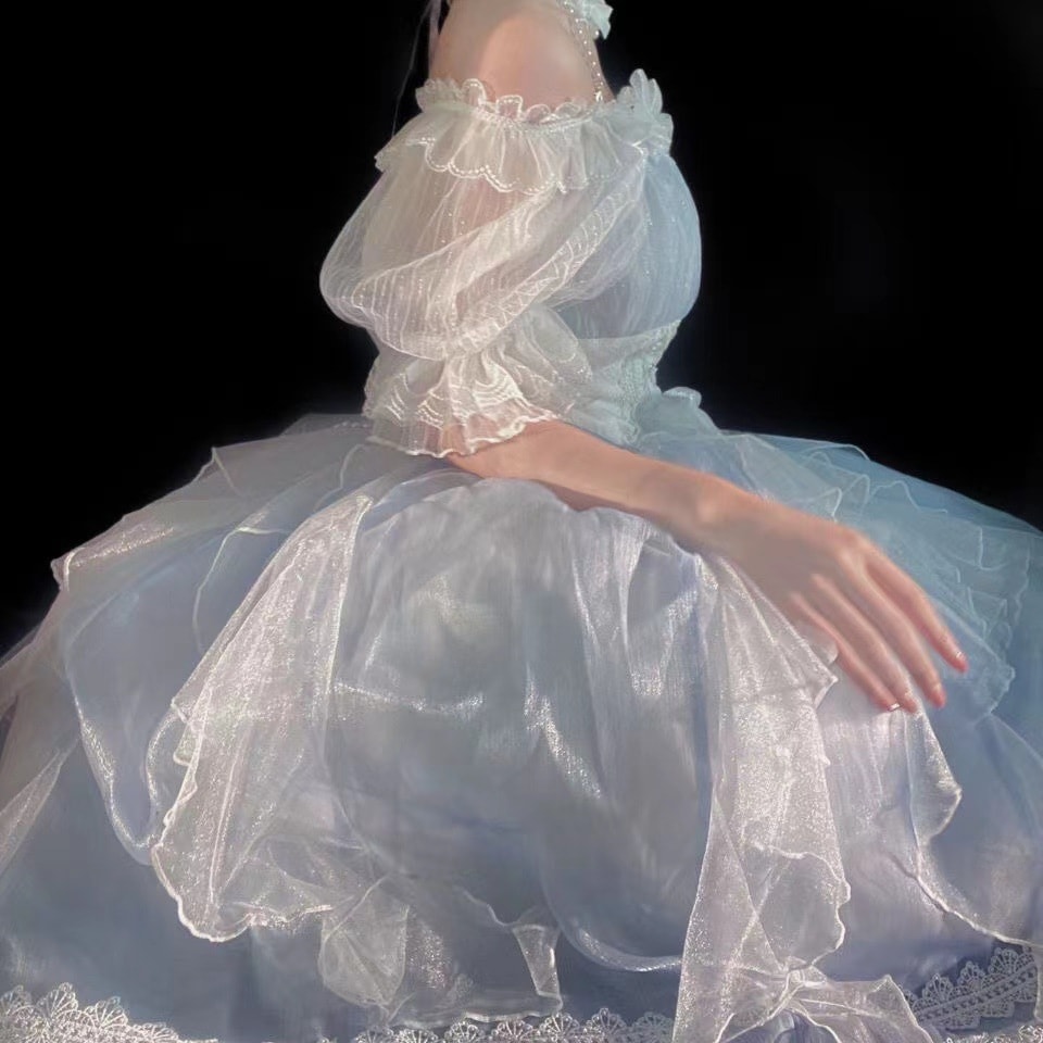 和服コスチュームコスチュームロリータドレス ロリィタ 甘くてエレガントなブルーのグラデーションロリータドレス