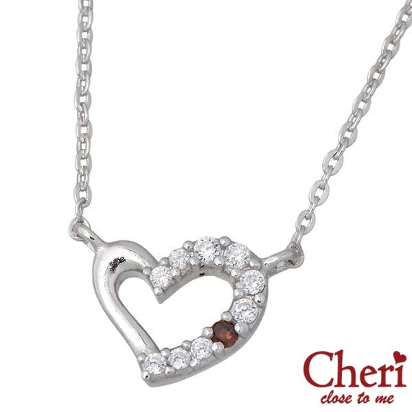 シェリ クロストゥーミー Cheri ハート レッドダイヤモンド シルバー ネックレス CZ