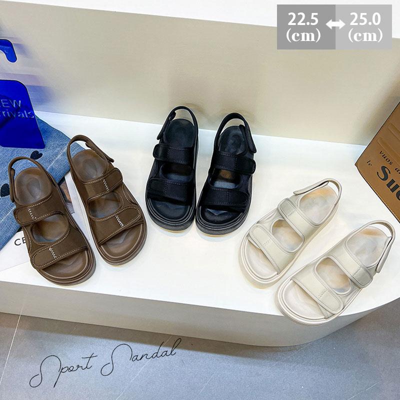 厚底サンダルレディーススポーツサンダル歩きやすい走れるスポーツシューズアウトドアカジュアル向きフラットソールビーチサンダルぺたんこ1252