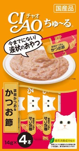 （まとめ買い）いなばペットフード CIAO ちゅ～る 宗田かつお＆かつお節 14g×4本 4SC-75 猫用 【×24】