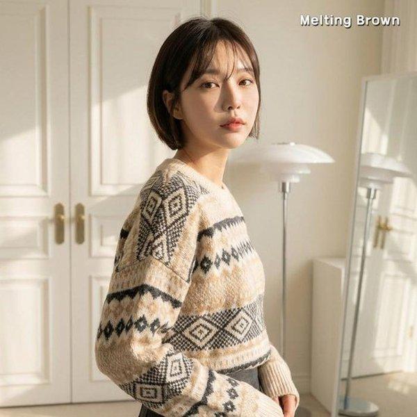 女性用ノルディック長袖セーターニット MJ26