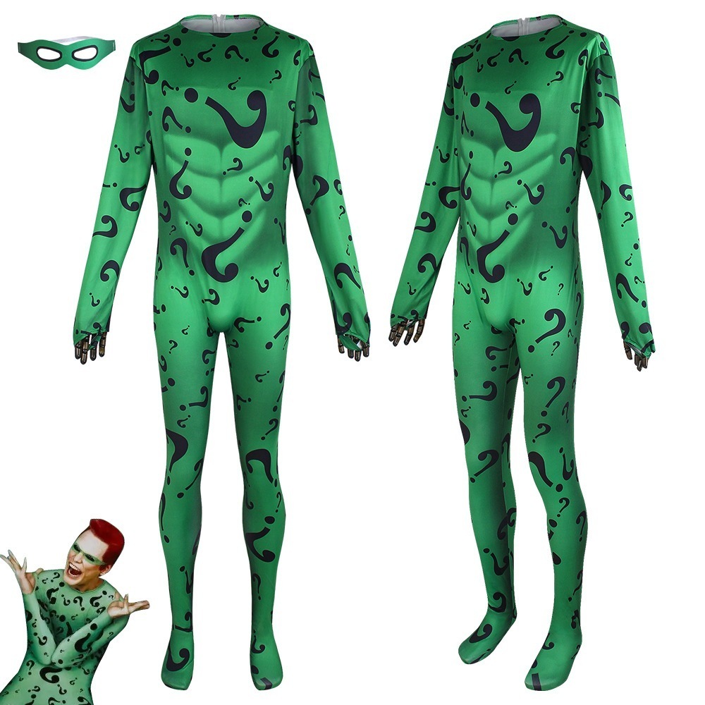 人気SALE バットマン フォーエバー ザ リドラー Cos スーツ ボディスーツ コスプレ ロールプレイ コスム ヘア