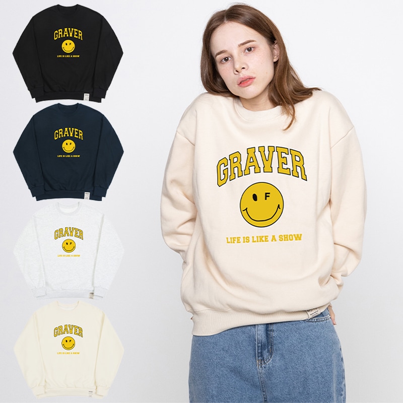 [UNISEX]Arch Logo Life Dot Smile Sweatshirt_4color