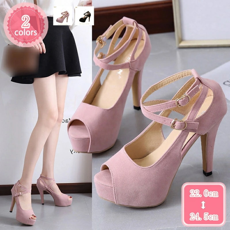 500円OFFクーポン パンプス ストラップ 厚底 ハイヒール サンダル 痛くない 結婚式 パンプス キラキラ レディース オープントゥ ヒール16cm 16センチ ヒールサンダル クロスストラップ