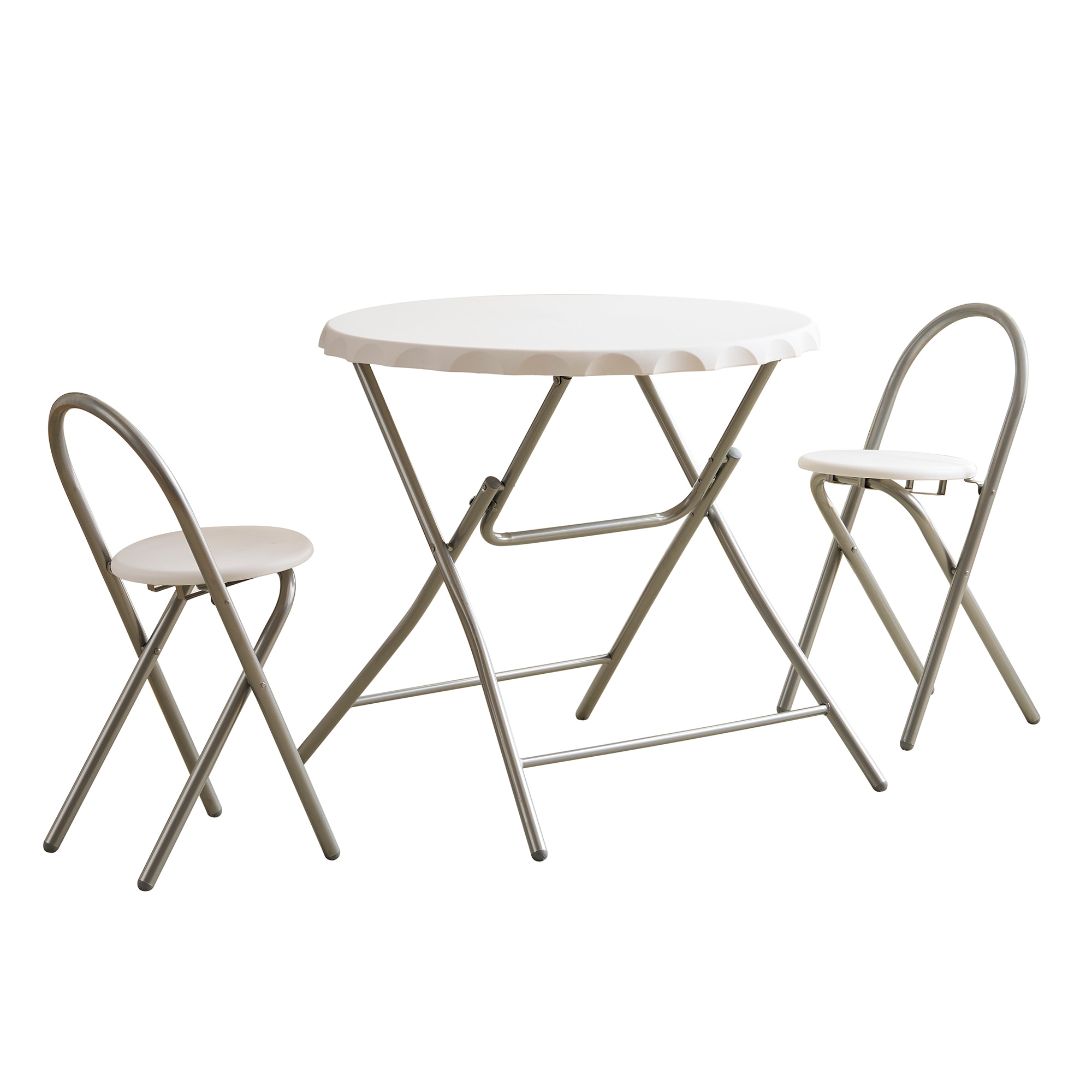 24ダイニングセット 2人用 3点セット 折りたたみ 丸 テーブル 直径80.5cm カフェテーブルセット おしゃれ コンパクト 完成品 円形 円卓 ボトルキャップの形状2人掛け 省スペース おしゃれ