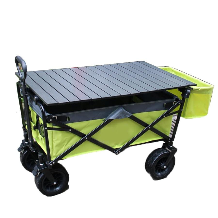 アウトドアキャリーワゴン キャリーワゴン ーピーススーツ （小さなテーブル/小さなバスケット付き）折りたたみ 組立て済み完成品 4輪 頑丈 キャンプわごん キャ