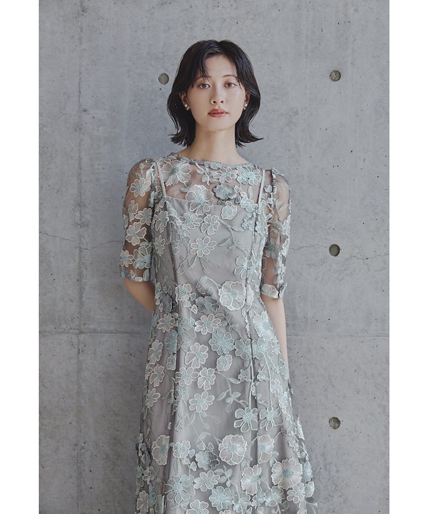 Qoo10 niana フラワーレースボレロセットドレス フラワ