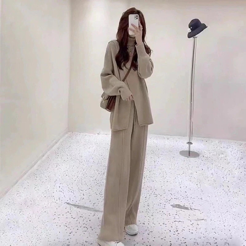 【急速出荷!】オールインワンセットアップセットアップニット 新作 気質 上下セット アウター 二点セット おしゃれ レディースセットアップ 秋冬 セーター