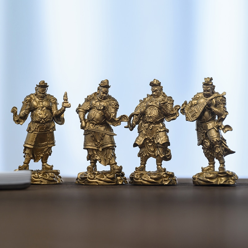 手作 四大天王像 黄銅製の四方の守護者家庭や商業空間で災厄を払い福と安定をもたらす強力な存在