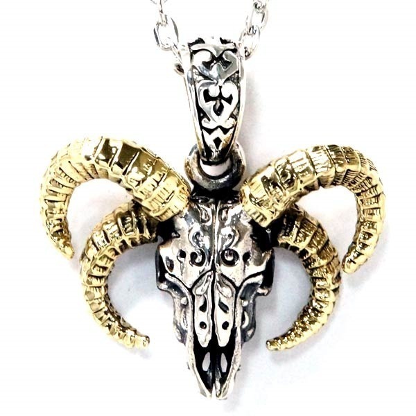 シルバー925 ペンダント ネックレス キリスト教 山羊 悪魔 バフォメット 黒ミサ ゴールド メンズ