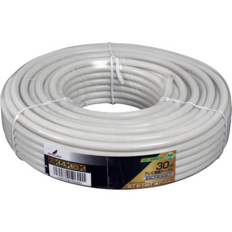 DXアンテナ　4K8K対応 テレビ用アンテナケーブル 30m グレー 直付未加工-直付未加工　S5CFB30SP