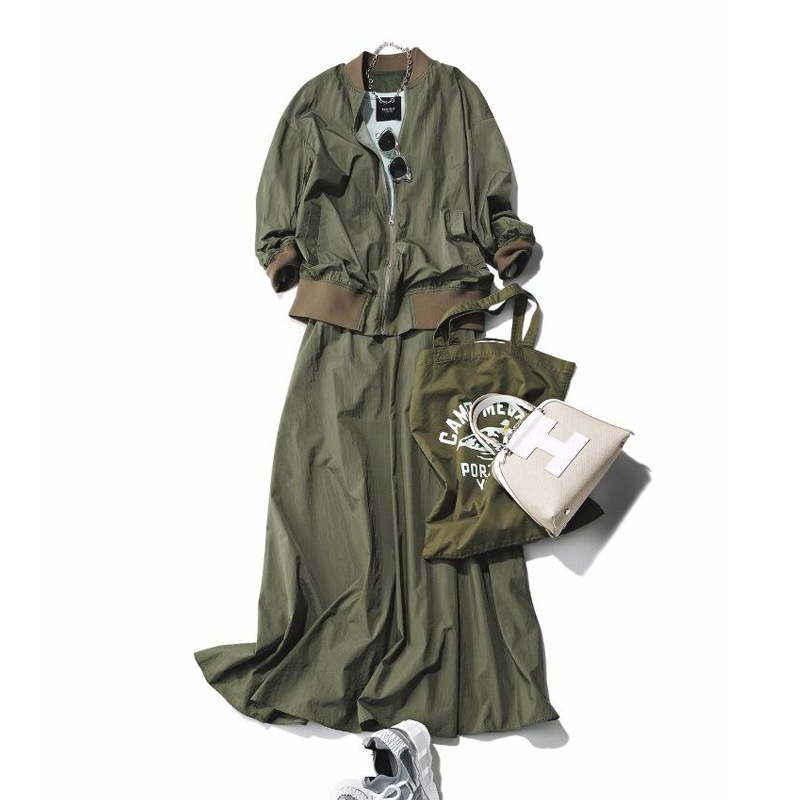 【人気高い】 長袖 Aライン レギュラーウエスト シンプル 無地 カジュアル ナチュラル ギャザー ラウンドネック グリーン カジュアルセット