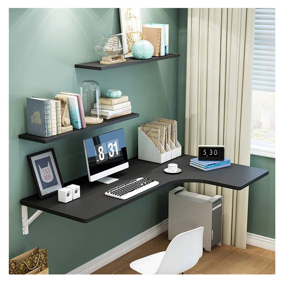 省スペースの壁掛け式折りたたみコーナーデスク - 小さな部屋に最適な多機能調節式ホームオフィスワークベンチ効率的なワークスペースを実現するコンパクトなPCテーブル