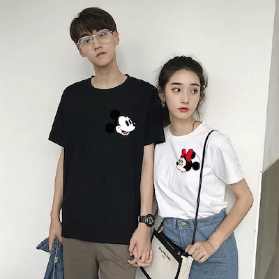 Qoo10 ディズニー カップル ペアルックtシャツ レディース服