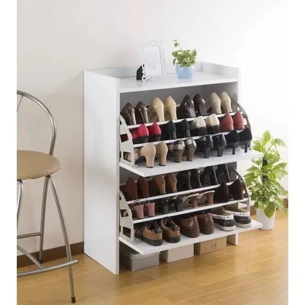 シューズボックス 下駄箱 玄関収納 靴箱 おしゃれ 木目 大容量 ナチュラルモダン 木製 薄型 扉付き ラック 棚 幅75cm 2段