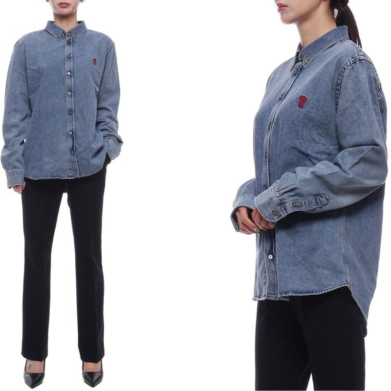 [] 25SS 女性 ハート ロゴ デニム シャツ (USH063 DE0056 480 W 25S)