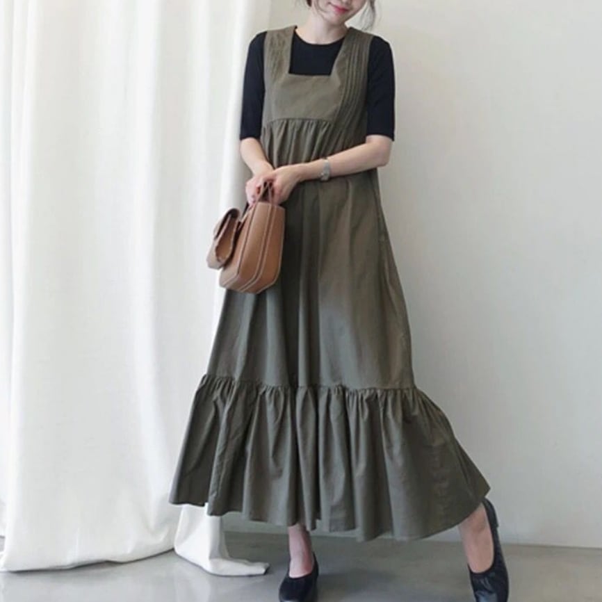 ワンピース 上着 人気 おすすめ おしゃれ お洒落 激安 安い プチプラ 肩出し ノースリーブ ふんわり オーバーサイズ 無地 ポリエステル 着痩せ 体型カバー 可愛い かわいい 韓国 lo