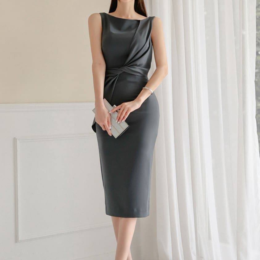 ワンピース 上着 人気 おすすめ おしゃれ お洒落 激安 安い プチプラ 肩出し ノースリーブ ボート ネック タイト 無地 ポリエステル 韓国 シンプル きれいめ 大人 上品 フォーマル