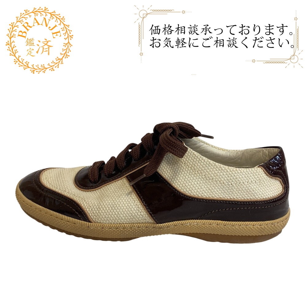 パテントレザー スニーカー ブラウン レディース 22