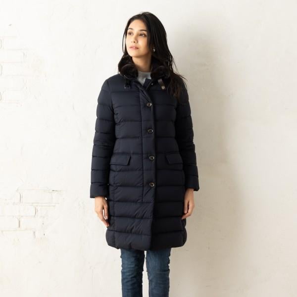 ダウンジャケット コート ベチバー ミドル丈 ウエストシェイプ ブルー MODGI300005 TEPA028 U0402