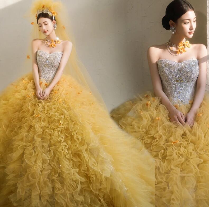 再販未定！パーティードレス 結婚式ドレス ワンピース カラードレス 成人式ドレス ロング丈ワンピース 花嫁ドレス 高級感 お姫様 ウェディングドレス 可愛い 前撮りドレス 後撮り きれいめ 撮影 フ