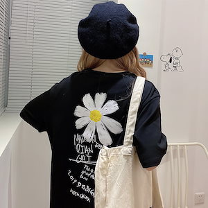 白のゆったり夏オールマッチフラワーオールマッチTシャツ 新作の予約