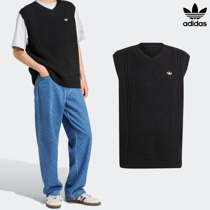 [ADIDAS] アディダス 70s ニットベスト / BLACK
