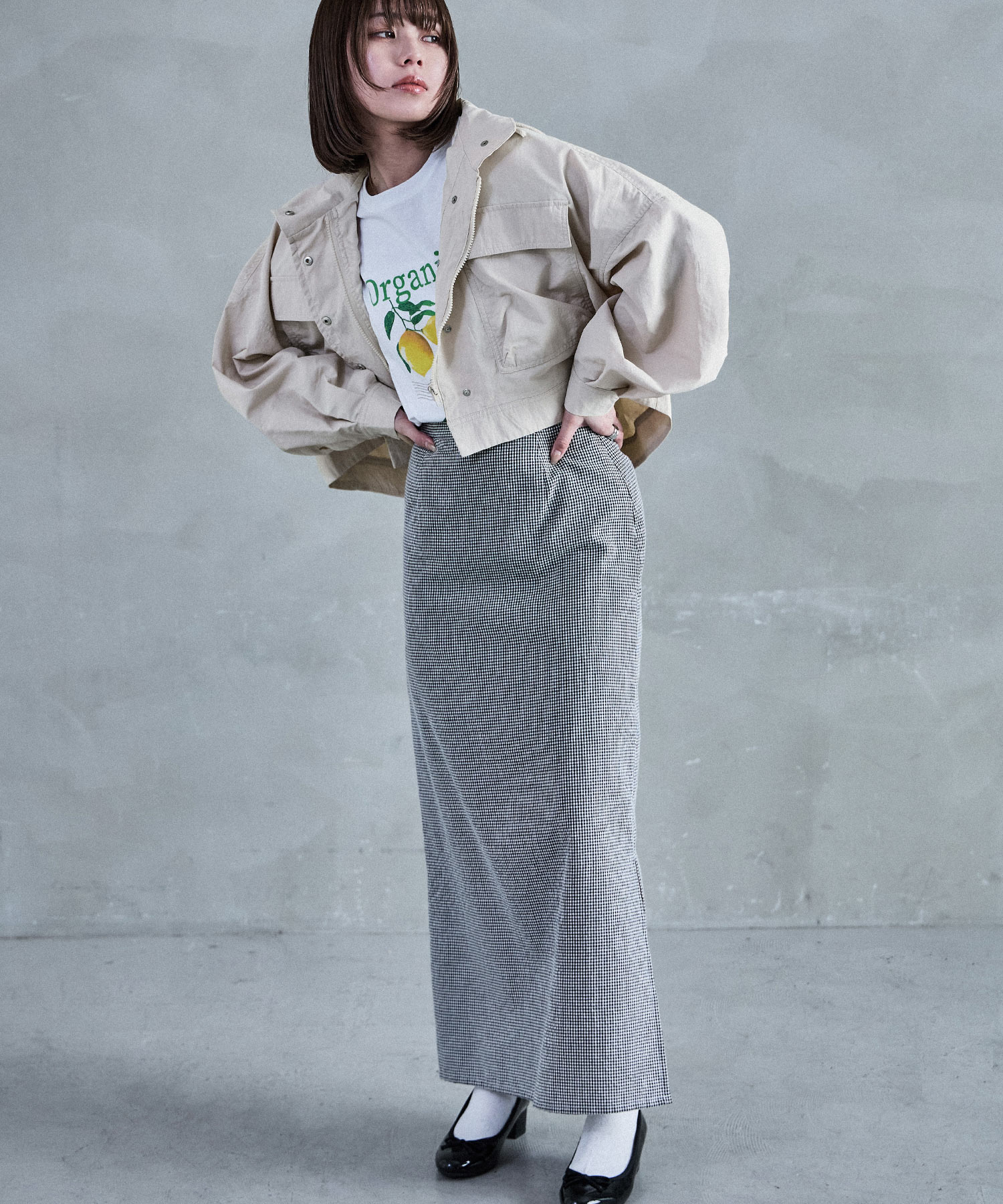 スタンドカラー ショート丈ナイロンジャケット ブルゾン ゆったり 大きめ 羽織り MA-1 アウター 長袖 ミリタリー 韓国ファッション ママコーデ リンクコーデ