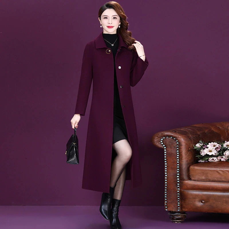 ウインドブレーカーレディースミディアム2023秋冬新作ゆったり着やせラシャコートウエストニーレトロファーコート