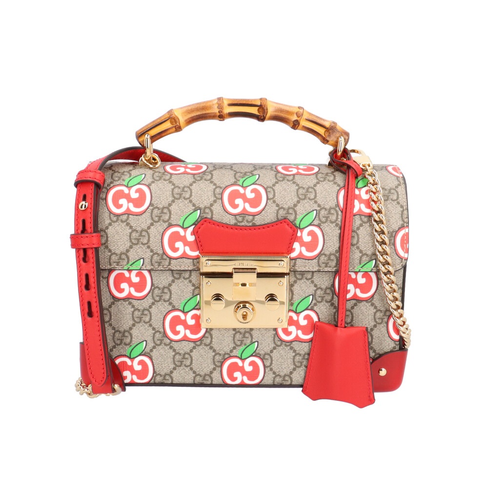 グッチ バンブー GGアップル ショルダーバッグ GGスプリームキャンバス 603221 520981 ブラウン GUCCI 中古 美品 108,900円