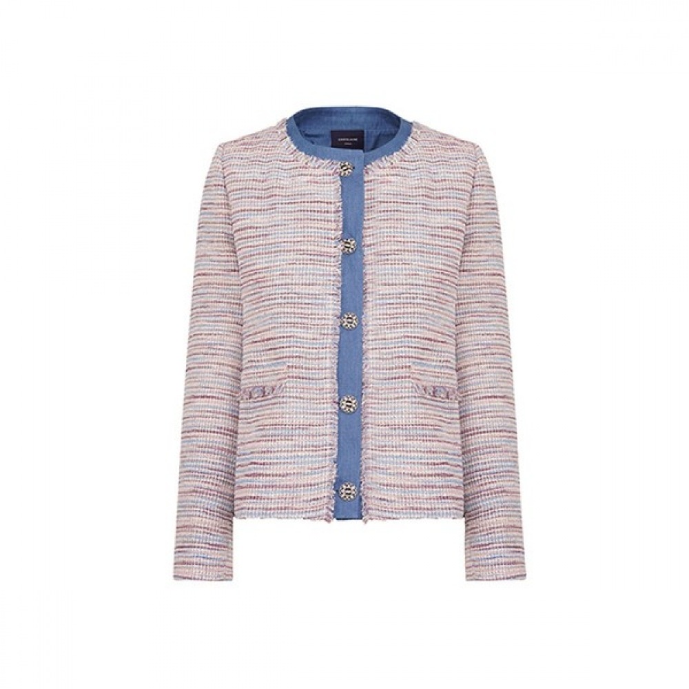 [シャトレーン] ピンクストライプツイードジャケット HCCMJK201