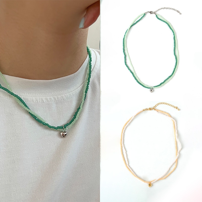 [韓国ジュエリー] グリーナリーハート ネックレス/韓国ジュエリー 韓国ファッションスタイル