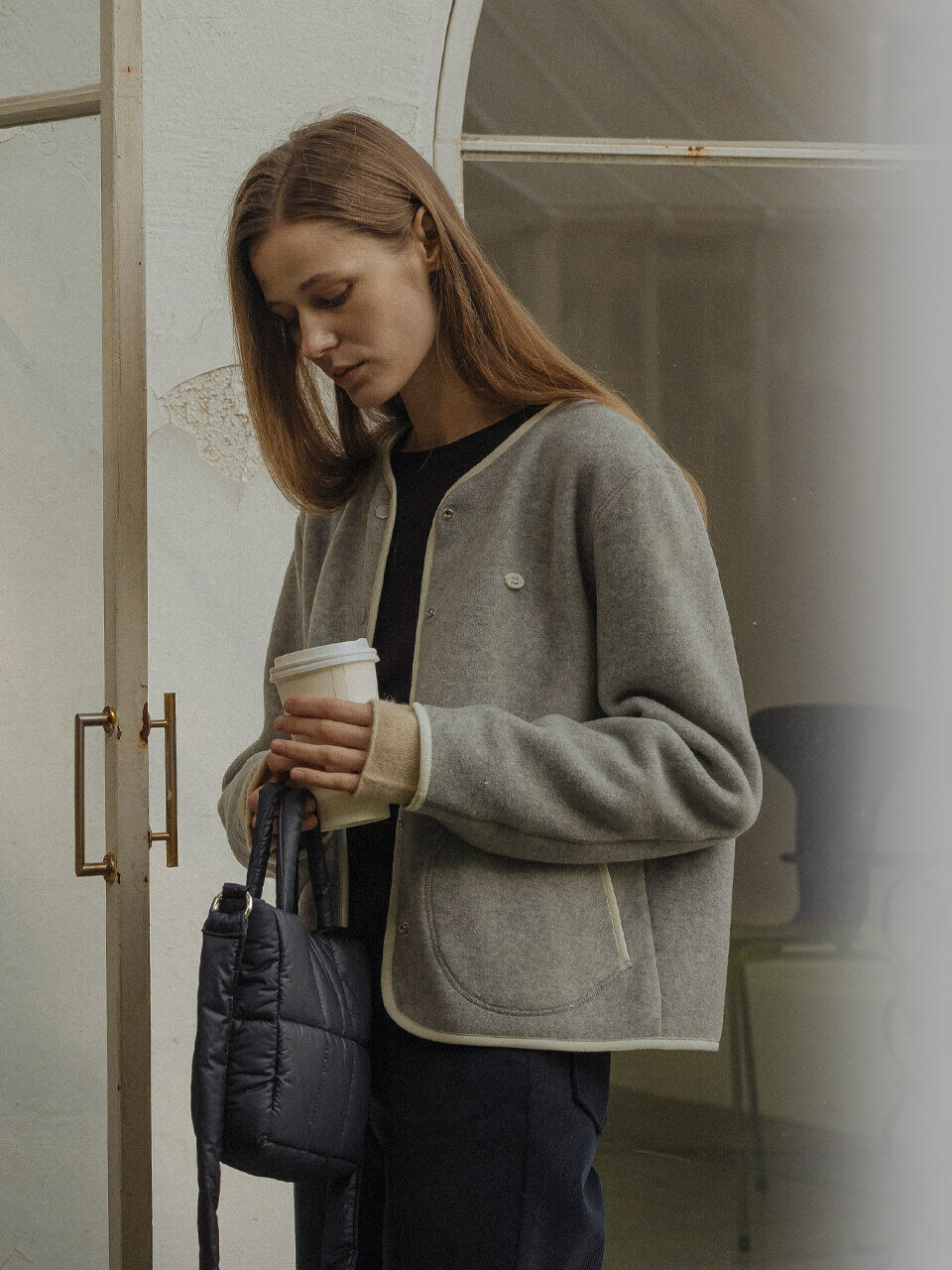 TILLIDIE ソフィアカラーレスフリースジャケットグレー