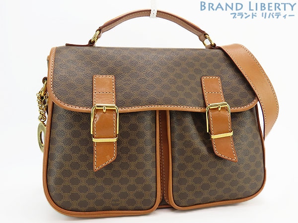 レア美品セリーヌヴィンテージマカダム2WAYハンドバッグ斜め掛けショルダーバッグメッセンジャーバッグブラウン 55,000円