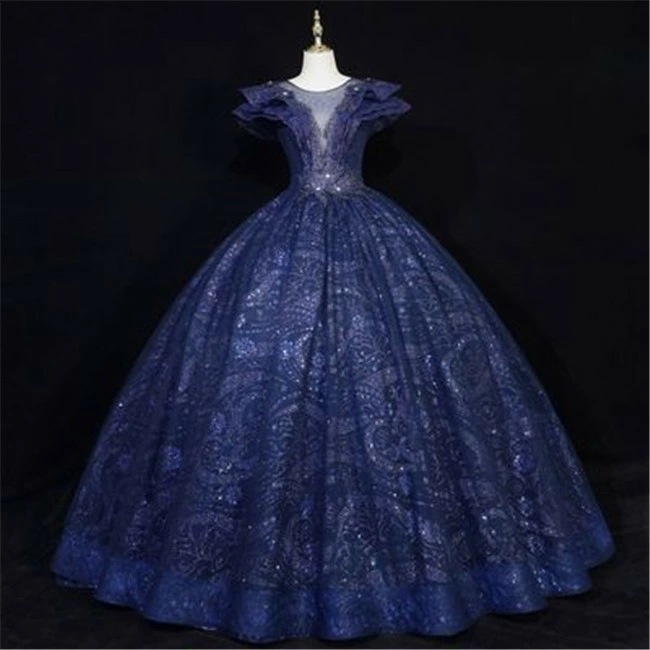 あずき色/ネイビー レー カラードレス　二次会ドレス　パーティードレス　ウェディングドレス　演出舞台　発表会　演奏会用ドレス ロングドレス プリンセスライン　ステージ衣装・二次会・花嫁衣裳にも 15,368円