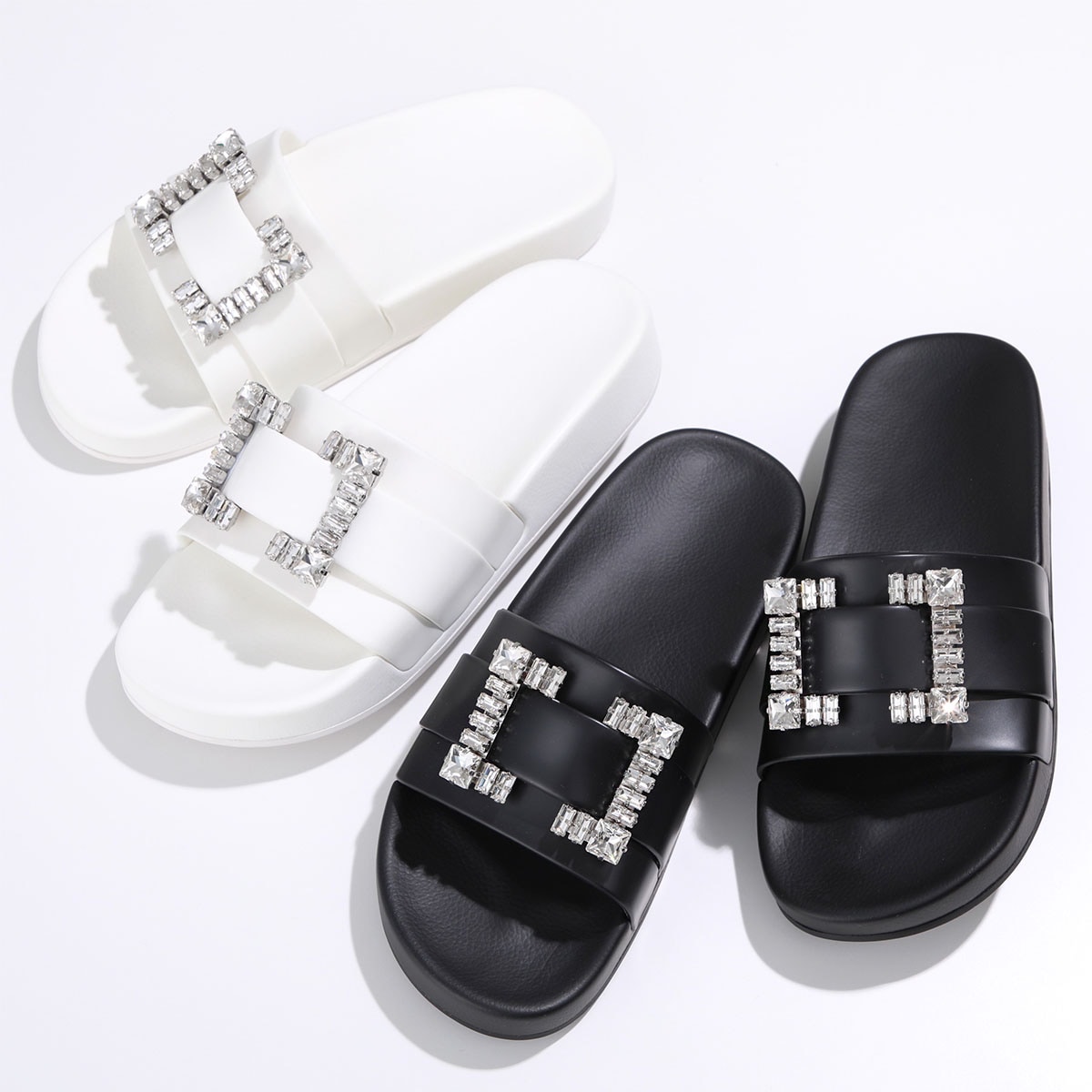 Sergio Rossi セルジオロッシ サンダル SR JELLY ジェリー クリスタルバックル 010 B01030 MFL172400 レディース フラット シューズ 靴 カラー2色