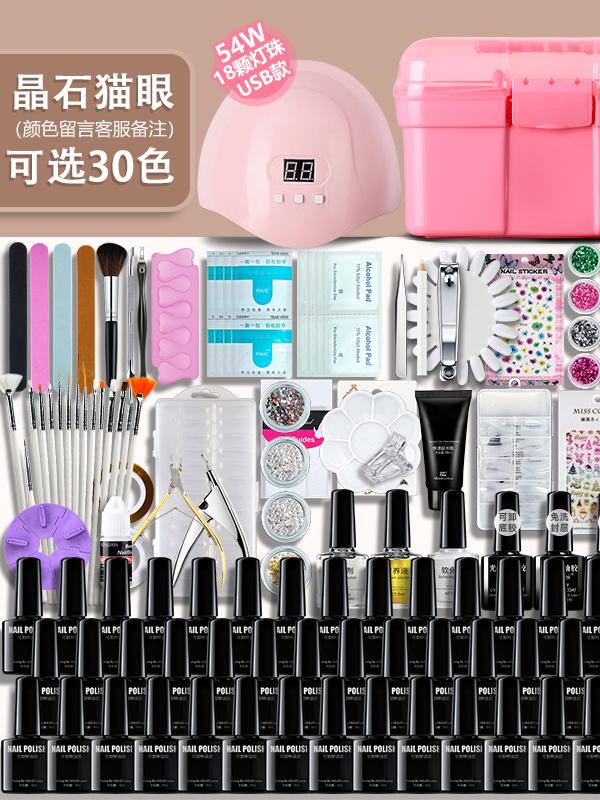 初心者向けの初心者向けのネイルアートセットツールのフルセットクリスタルストーンキャットアイマニキュアの接着剤