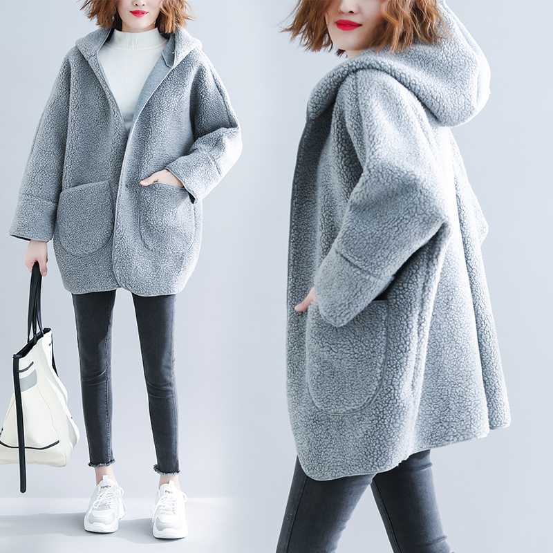 「ファットガール」 2024秋今週の割引は 25% オフです冬新品 ラムズウール パーカー ボア フリーズ 大きいサイズ 体型カバー レディース フード付き コート メガ割