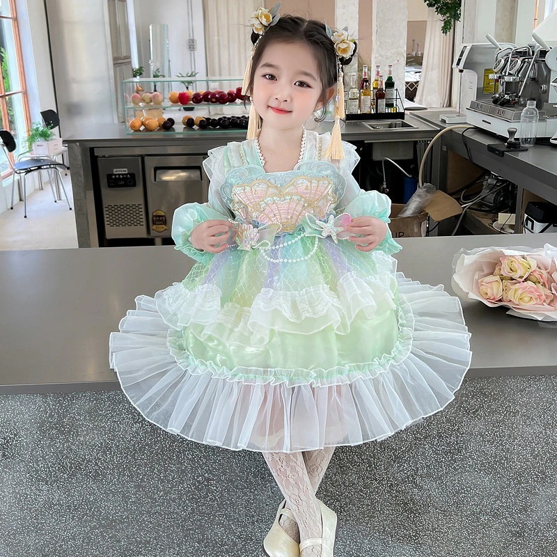 ガールズドレス24新作スイート＆ウエスタンプリンセスドレスマーメイドロリータレディース長袖ドレス