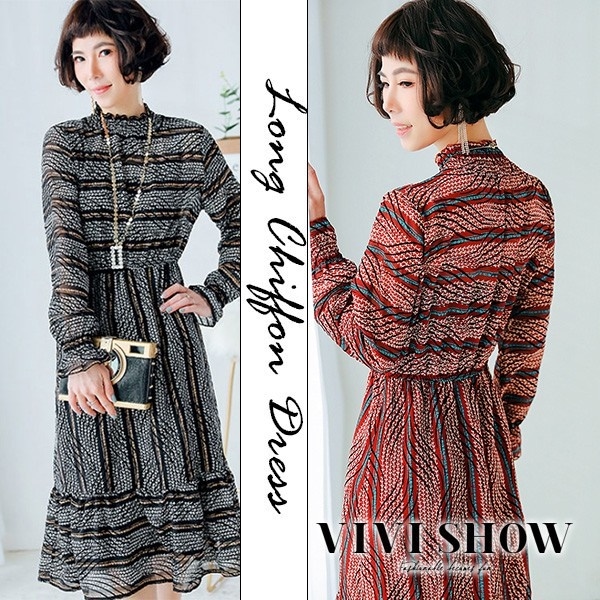 ワンピース ロング レディース 長袖 結婚式 着痩せ シフォンワンピース フリル フォーマル ワンピース ロング パーティードレス 通勤 OL 春