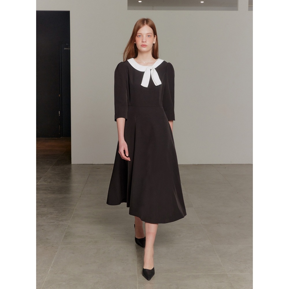 デュー E デュー E タイネックドレスブラック