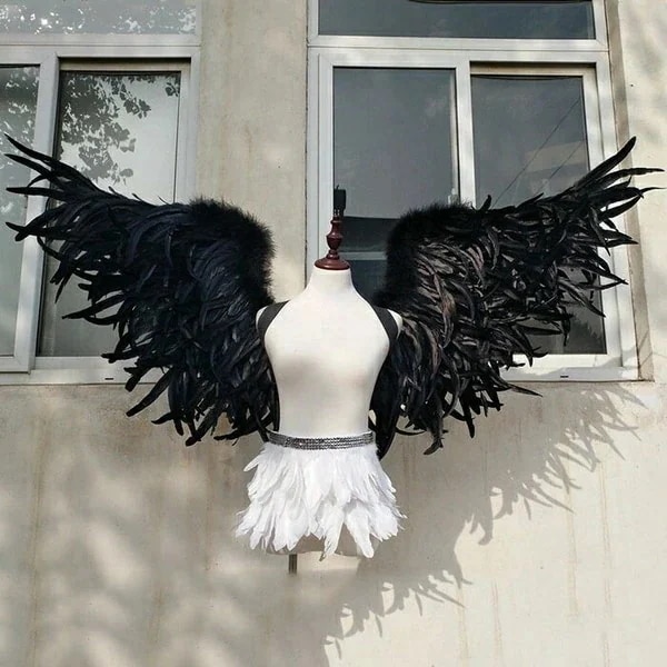 天使の羽 コスプレ道具 羽 翼 wing ウイング ブラック 80cm 堕天使 妖精 悪魔 手作り ファッションショー パーティーグッズ 撮影 cosplay用 コスプレ COSPLAY コスチューム